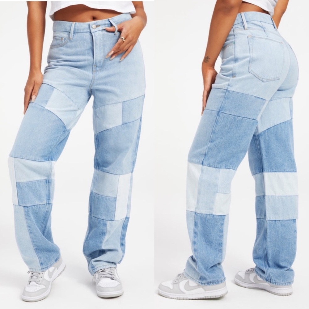 Good American Good '90s Patch Jeans Size 15